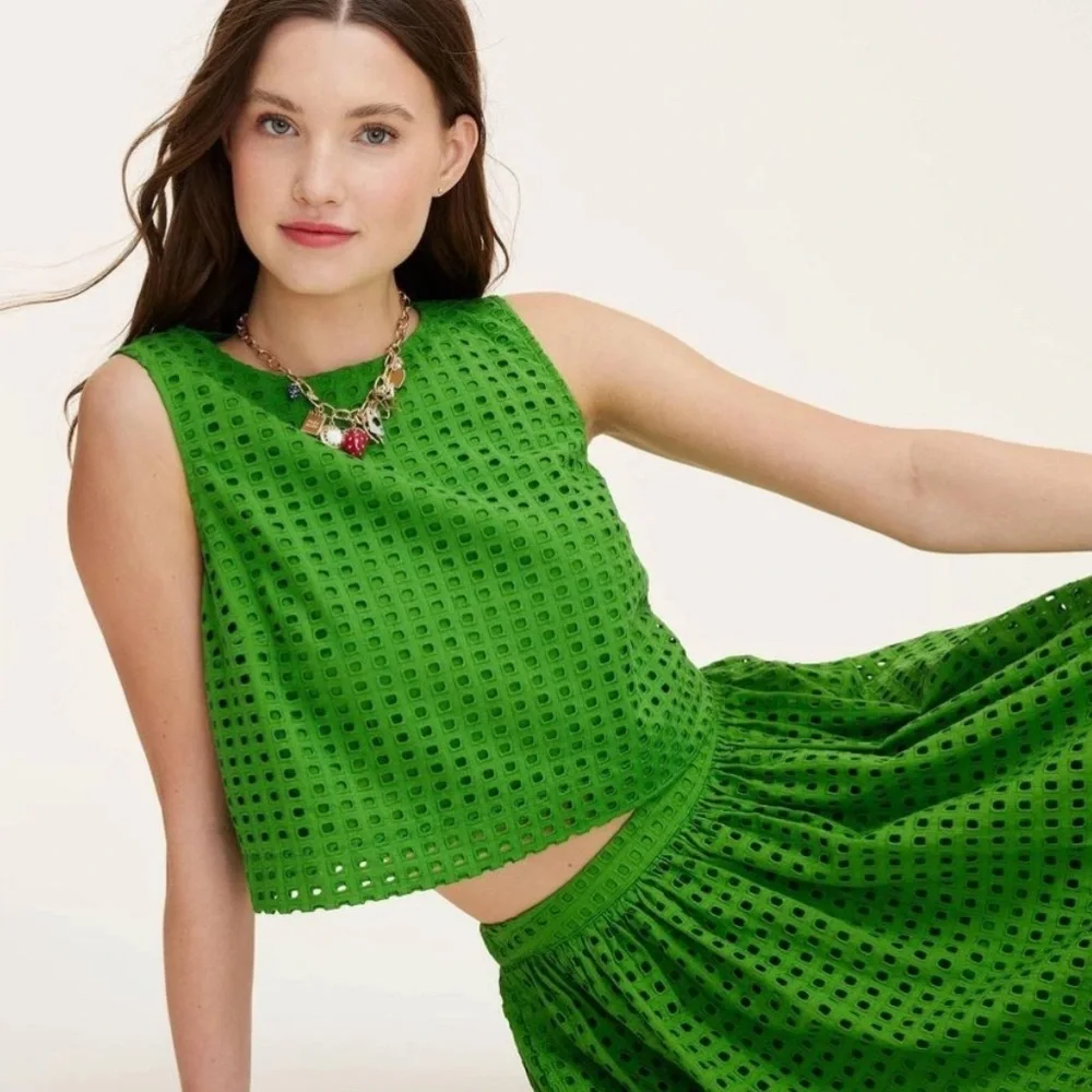 kate spade Vibrant Green Eyelet Sleeveless Tank